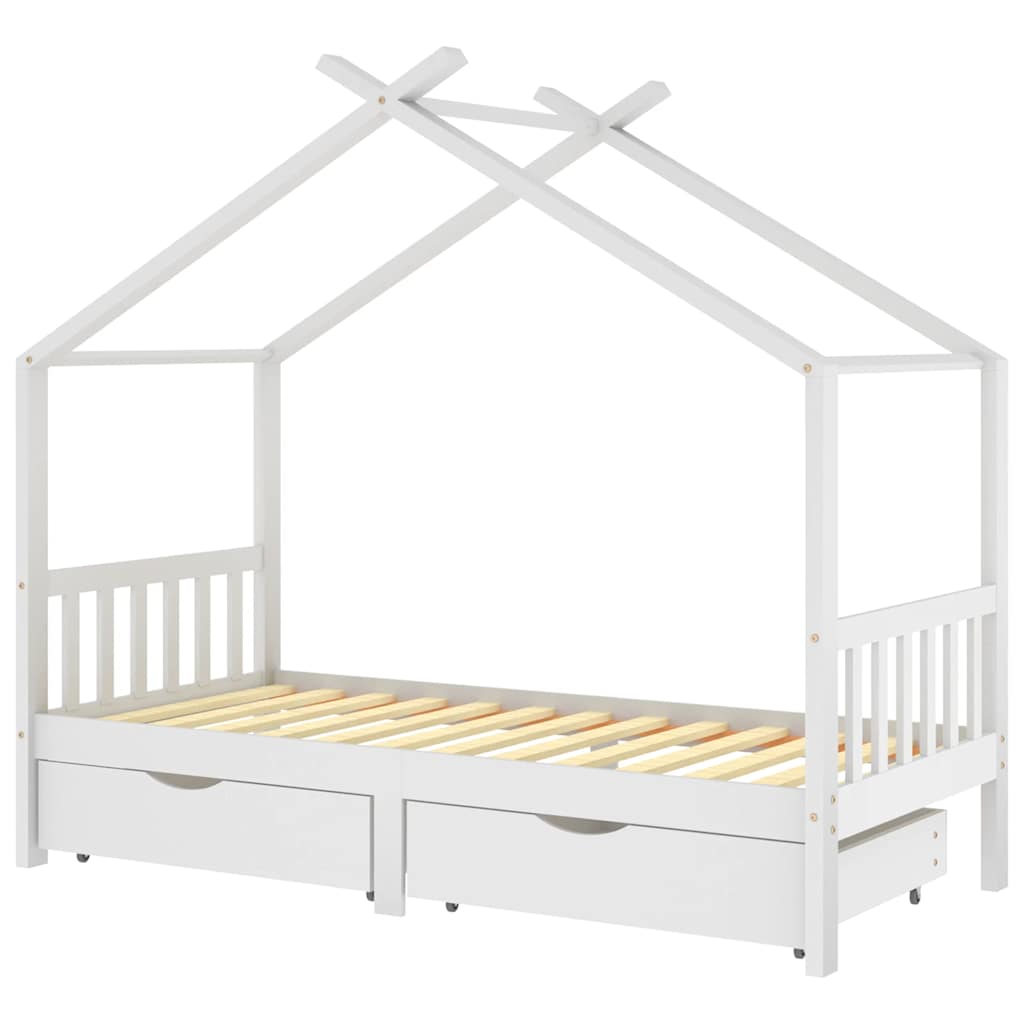 Kinderbett mit Schublade Massivholz Kiefer 70x140 cm bis 90x200 cm - Yekta