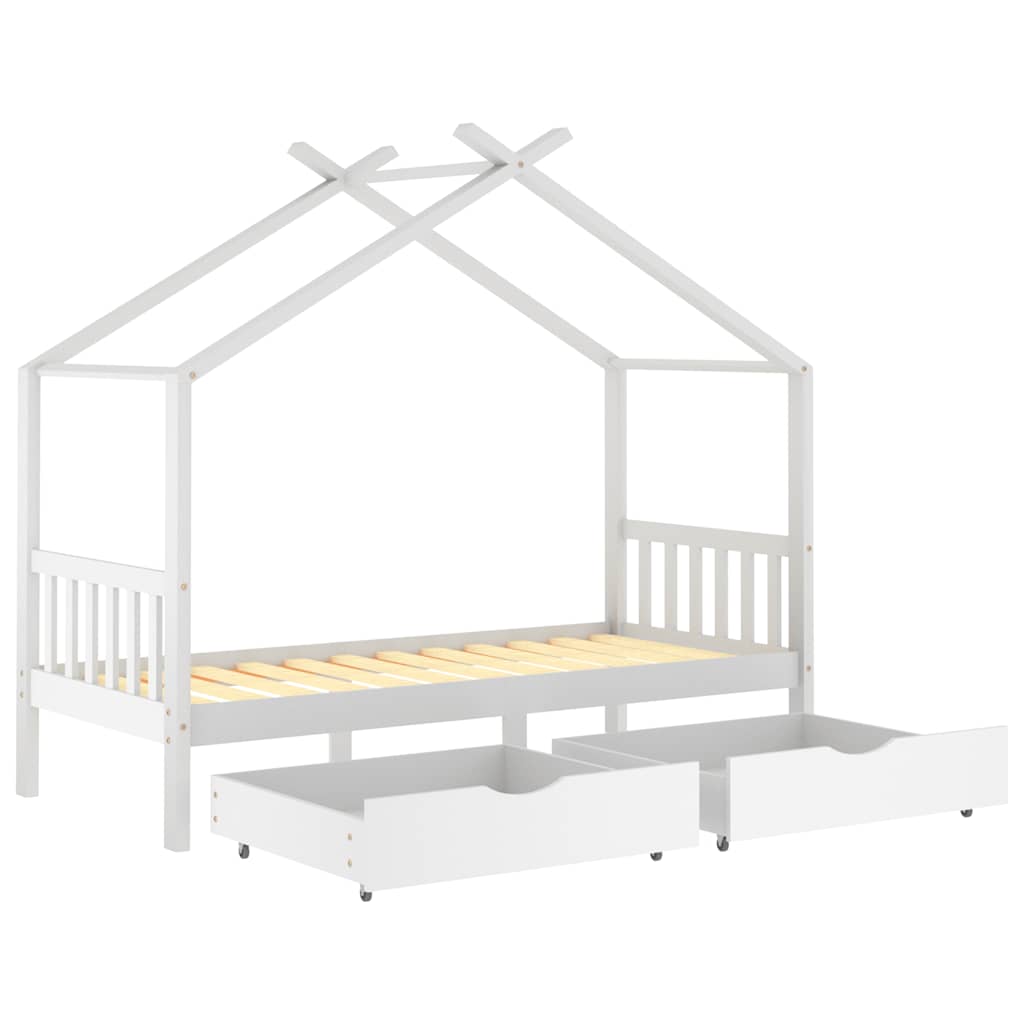 Kinderbett mit Schublade Massivholz Kiefer 70x140 cm bis 90x200 cm - Yekta