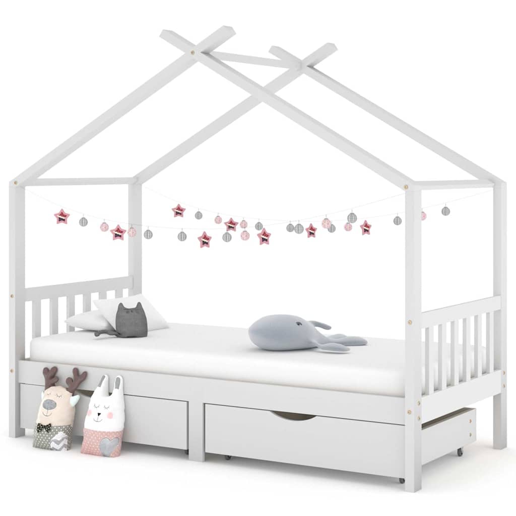 Kinderbett mit Schublade Massivholz Kiefer 70x140 cm bis 90x200 cm - Yekta