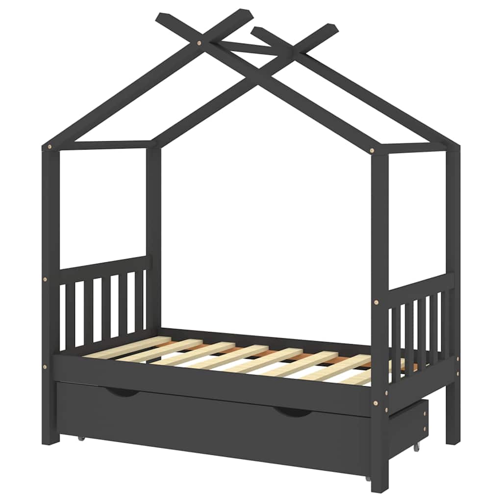Kinderbett mit Schublade Massivholz Kiefer 70x140 cm bis 90x200 cm - Yekta