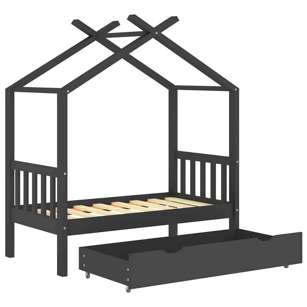 Kinderbett mit Schublade Massivholz Kiefer 70x140 cm bis 90x200 cm - Yekta