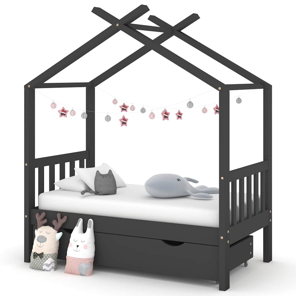 Kinderbett mit Schublade Massivholz Kiefer 70x140 cm bis 90x200 cm - Yekta