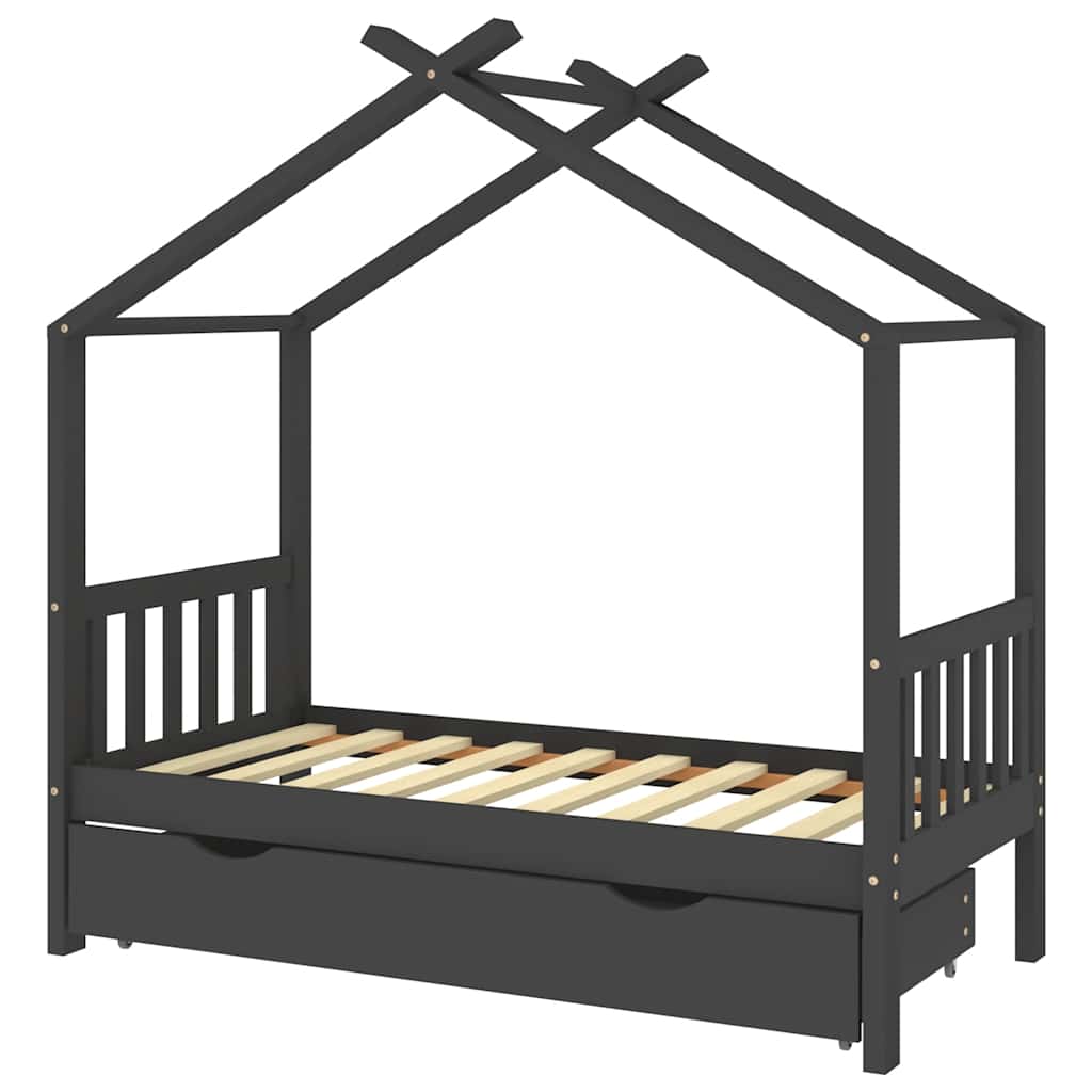 Kinderbett mit Schublade Massivholz Kiefer 70x140 cm bis 90x200 cm - Yekta