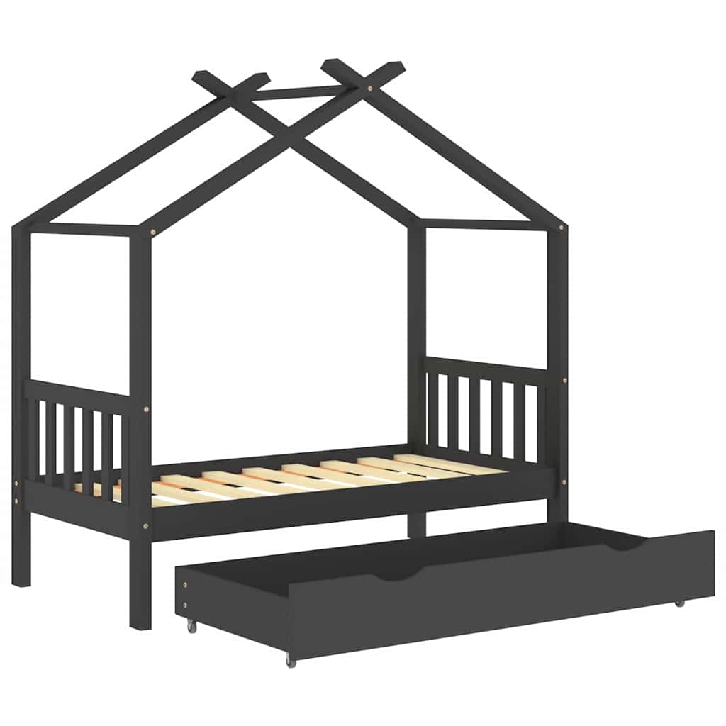 Kinderbett mit Schublade Massivholz Kiefer 70x140 cm bis 90x200 cm - Yekta