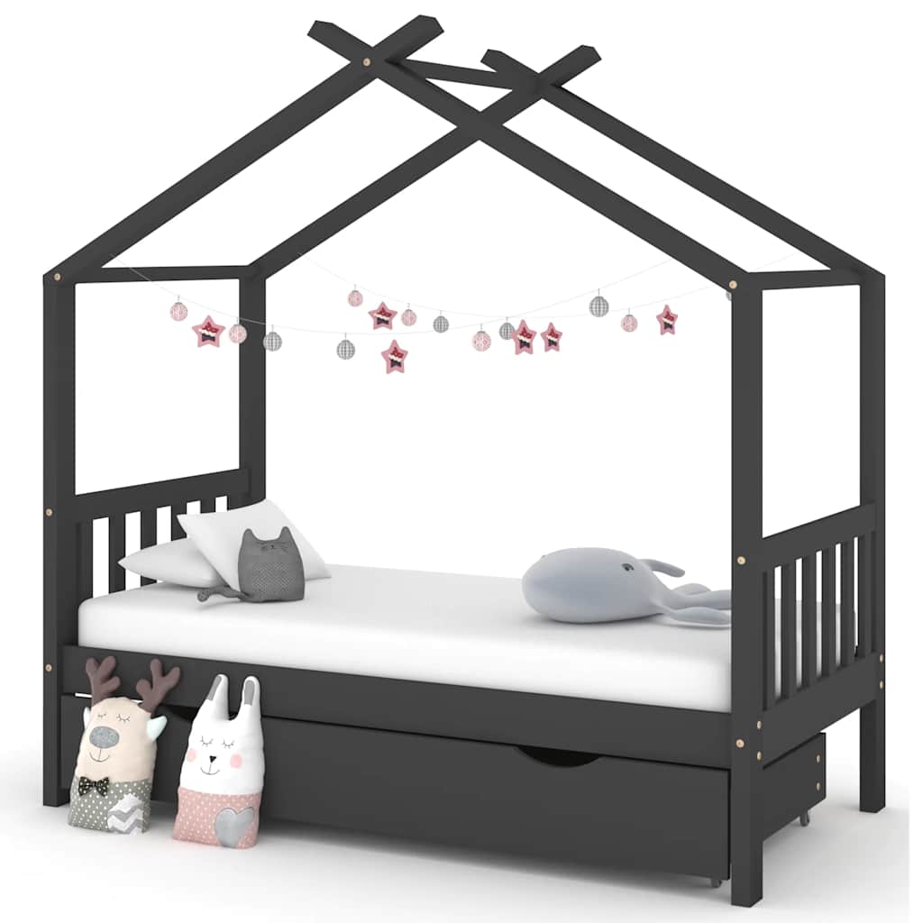 Kinderbett mit Schublade Massivholz Kiefer 70x140 cm bis 90x200 cm - Yekta