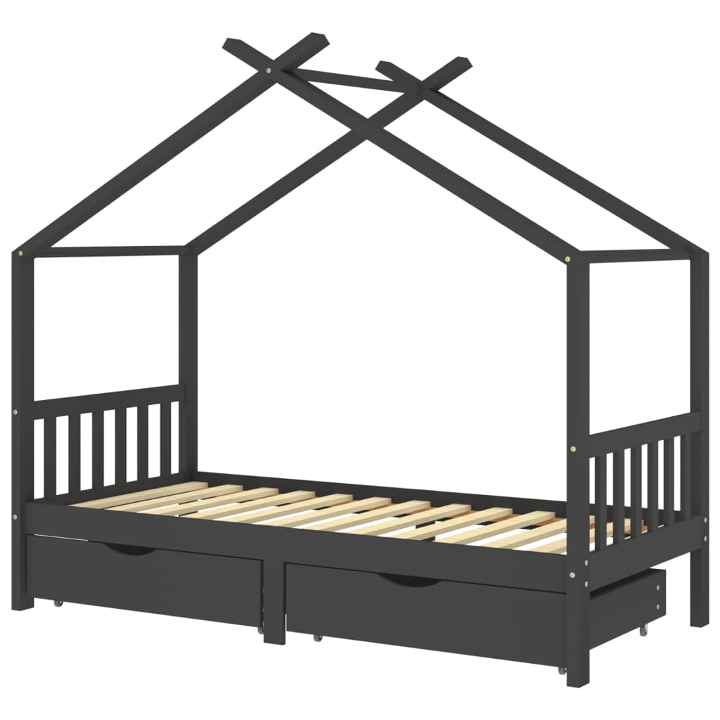 Kinderbett mit Schublade Massivholz Kiefer 70x140 cm bis 90x200 cm - Yekta