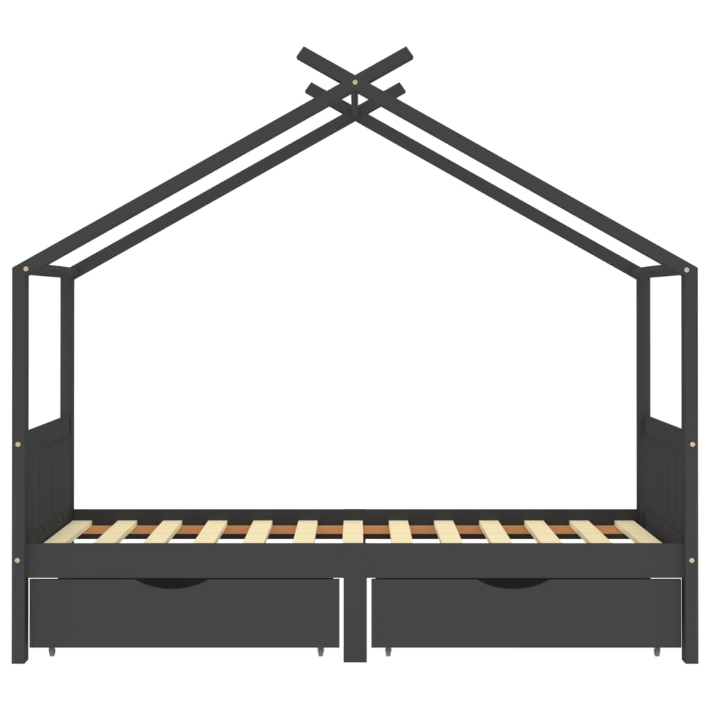 Kinderbett mit Schublade Massivholz Kiefer 70x140 cm bis 90x200 cm - Yekta