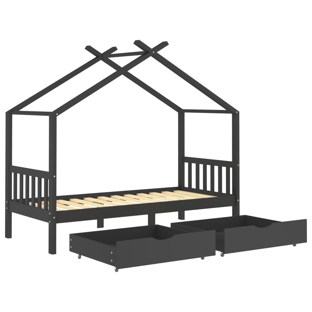Kinderbett mit Schublade Massivholz Kiefer 70x140 cm bis 90x200 cm - Yekta