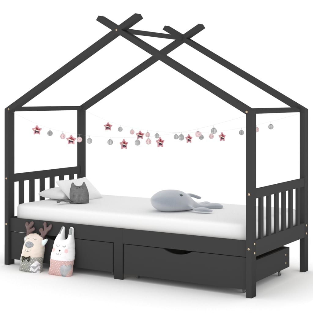 Kinderbett mit Schublade Massivholz Kiefer 70x140 cm bis 90x200 cm - Yekta