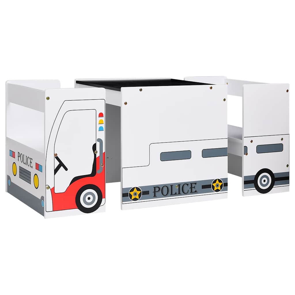 3-tlg. Kindertisch und Stuhl Set mit Fahrzeug-Design MDF - Yekta