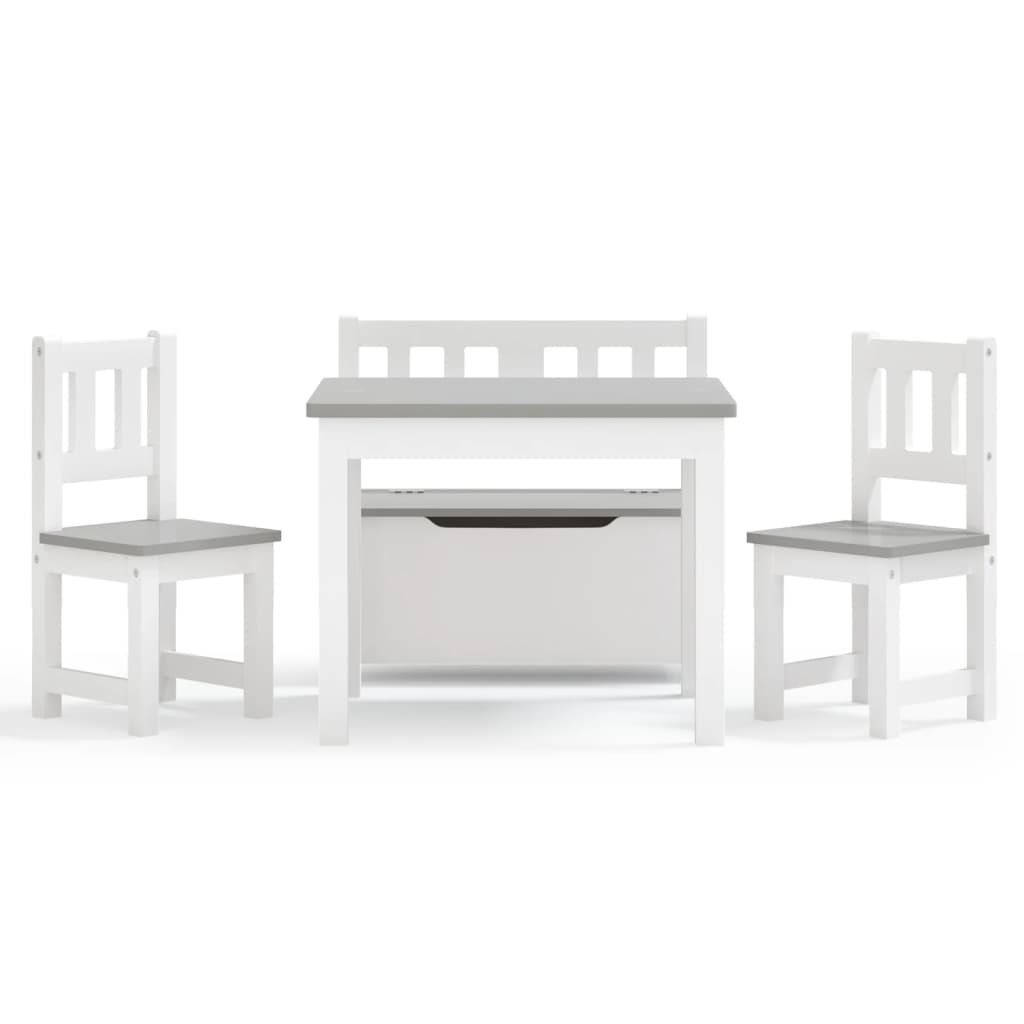 4-tlg. Kinder-Sitzgruppe Weiß MDF - Yekta