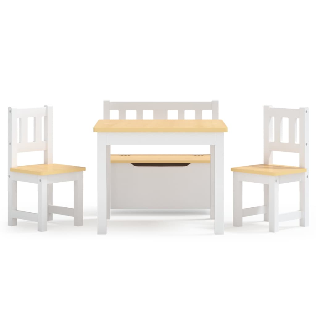 4-tlg. Kinder-Sitzgruppe Weiß MDF - Yekta