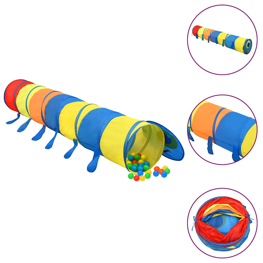 Spieltunnel für Kinder mit 250 Bällen und 245 cm aus Polyester, Mehrfarbig - Yekta