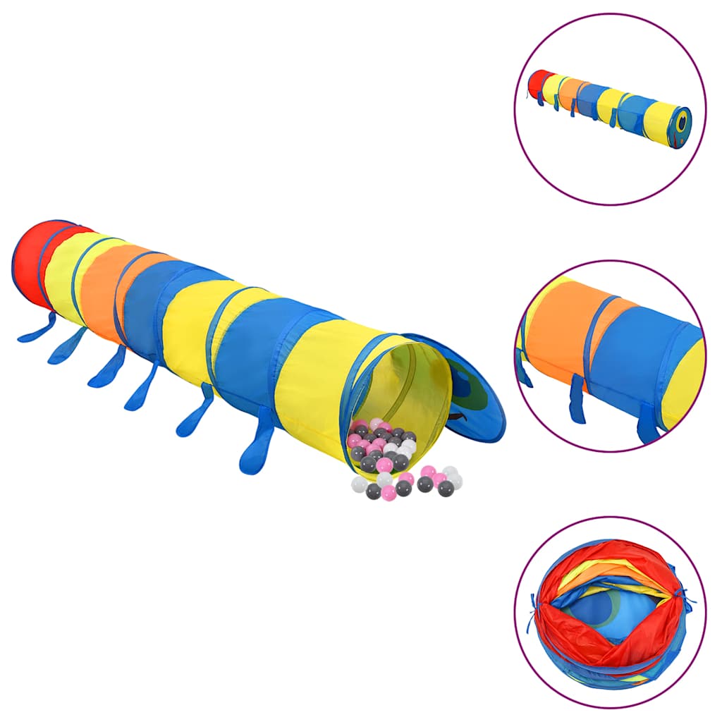 Spieltunnel für Kinder mit 250 Bällen und 245 cm aus Polyester, Mehrfarbig - Yekta