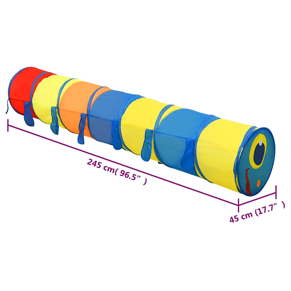 Spieltunnel für Kinder mit 250 Bällen und 245 cm aus Polyester, Mehrfarbig - Yekta