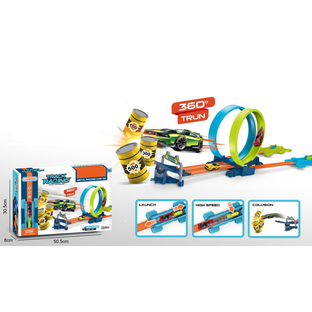 Tender Toys 24-tlg. Rennstrecken-Spielset Grau und Blau - Yekta