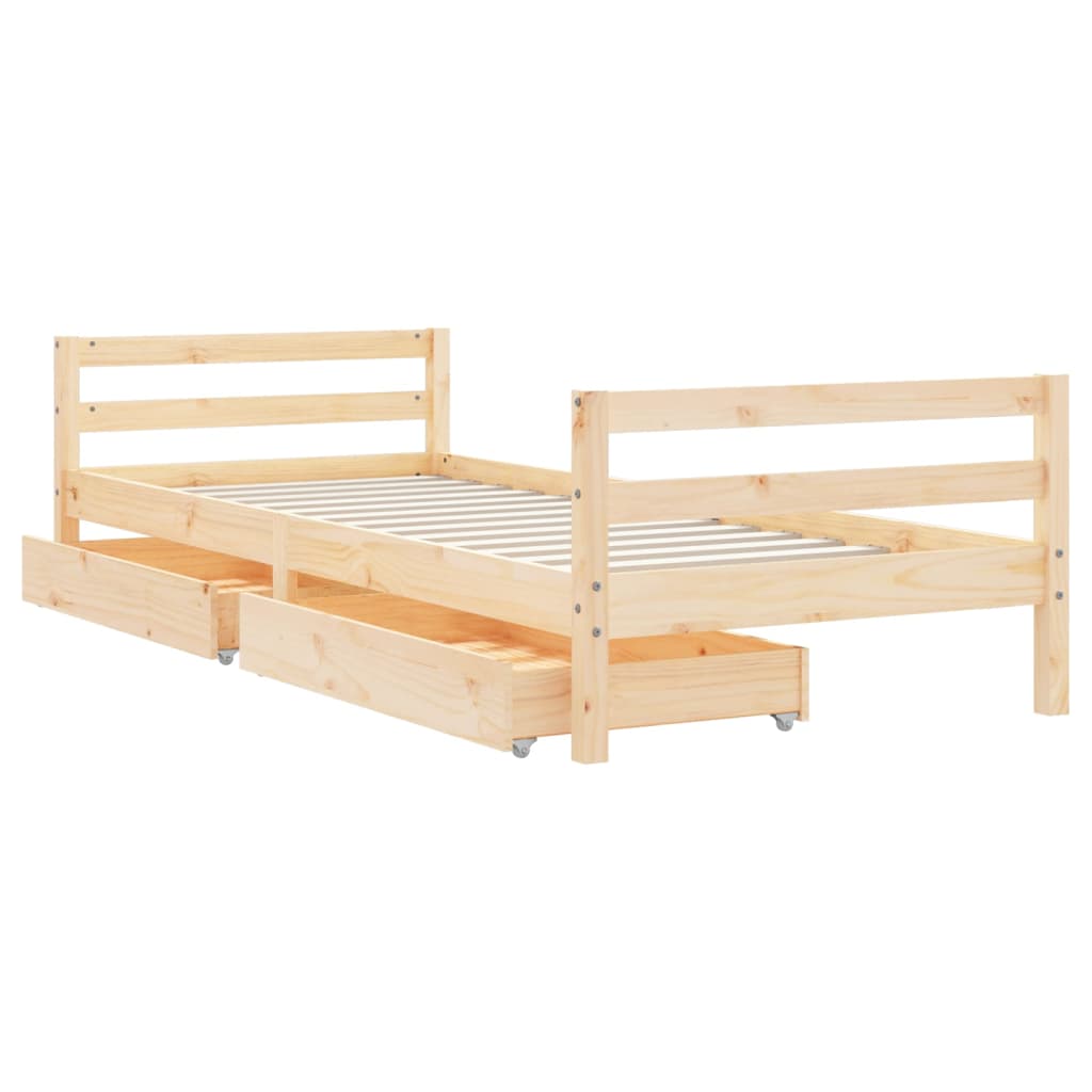 Kinderbett mit Schubladen Massivholz Kiefer 70x140cm-90x200cm - Yekta