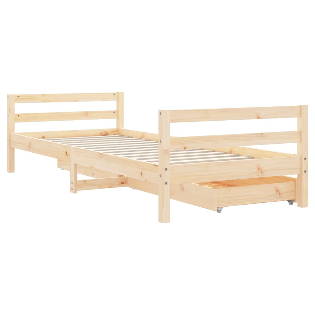 Kinderbett mit Schubladen Massivholz Kiefer 70x140cm-90x200cm - Yekta