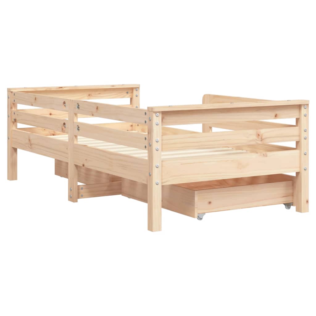 Kinderbett mit Schubladen Massivholz Kiefer 70x140cm-90x200cm - Yekta
