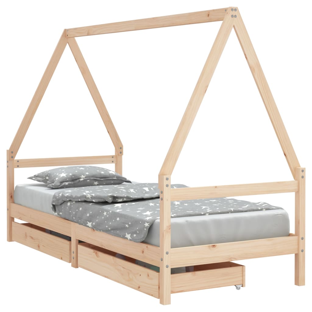 Kinderbett mit Schubladen Massivholz Kiefer - Yekta