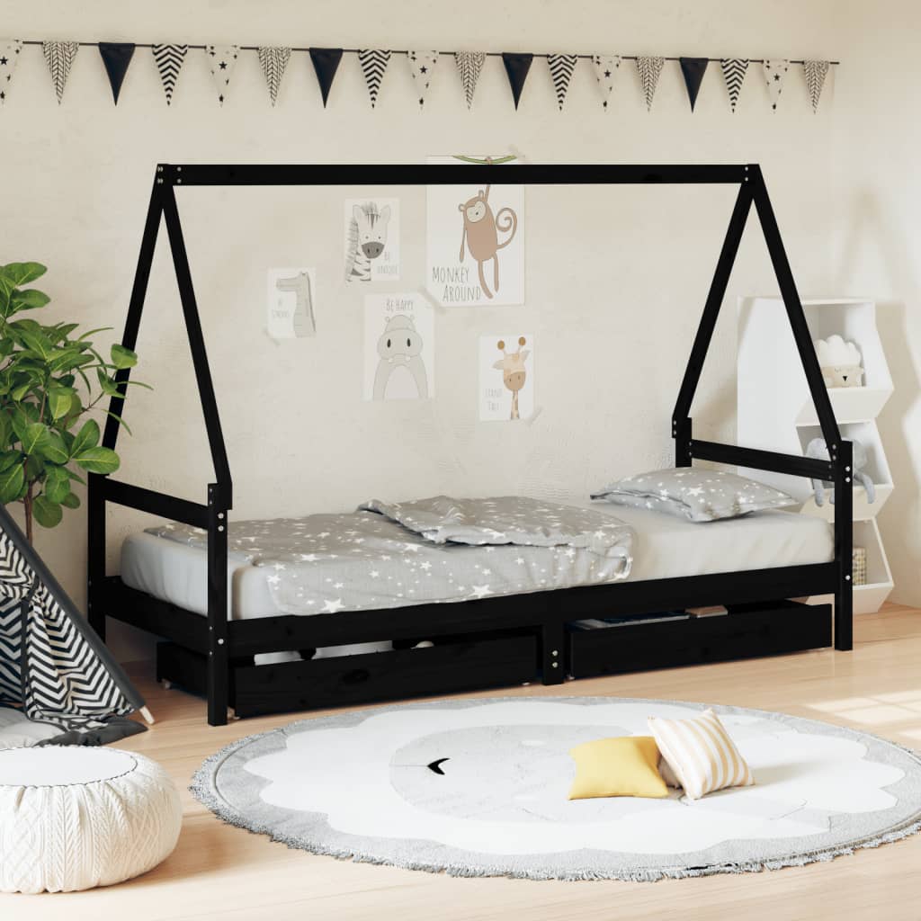 Kinderbett mit Schubladen Massivholz Kiefer - Yekta