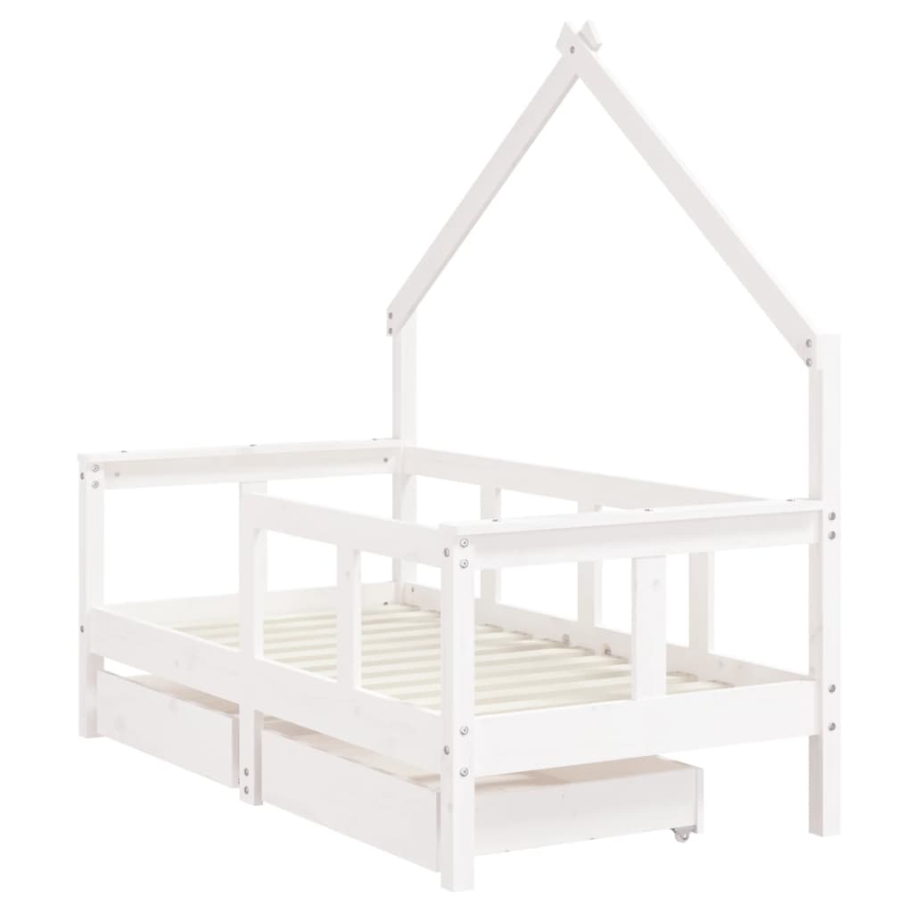Kinderbett mit Schubladen Massivholz Kiefer 70x140 cm - 90x200 cm - Yekta