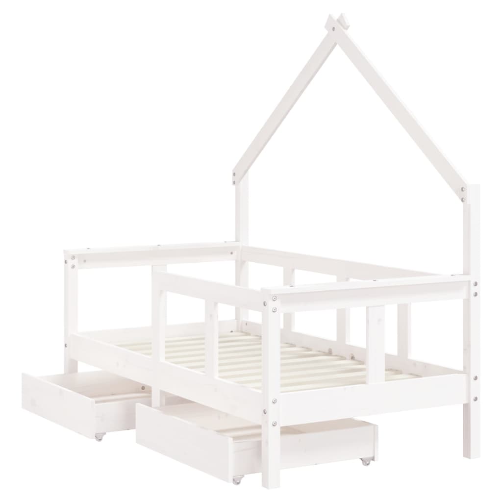Kinderbett mit Schubladen Massivholz Kiefer 70x140 cm - 90x200 cm - Yekta
