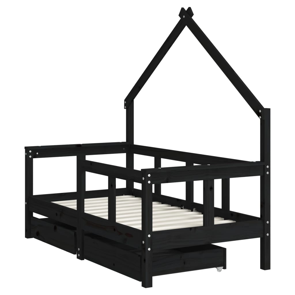 Kinderbett mit Schubladen Massivholz Kiefer 70x140 cm - 90x200 cm - Yekta