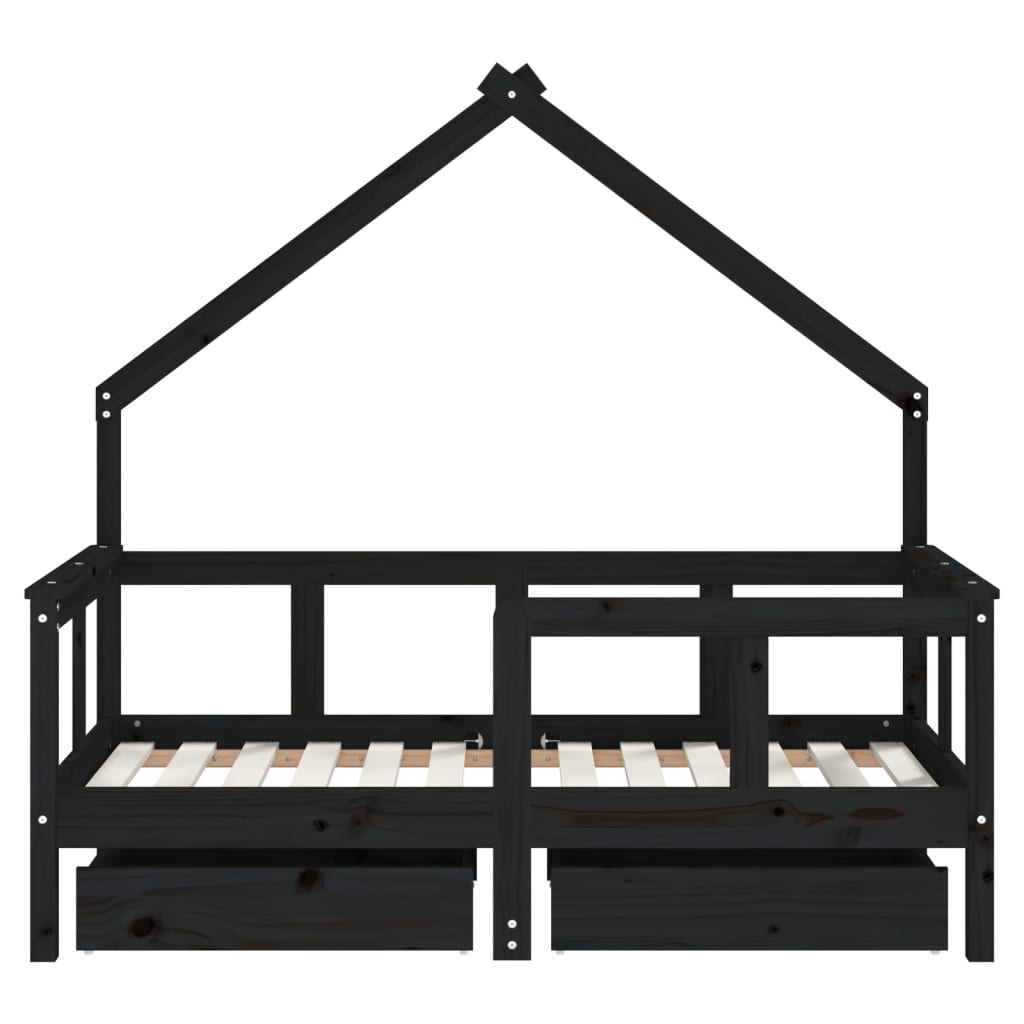 Kinderbett mit Schubladen Massivholz Kiefer 70x140 cm - 90x200 cm - Yekta