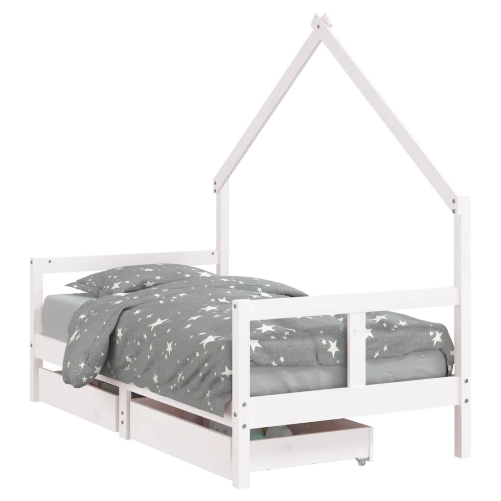 Kinderbett mit Schubladen Massivholz Kiefer 70x140 cm - 90x200 cm - Yekta