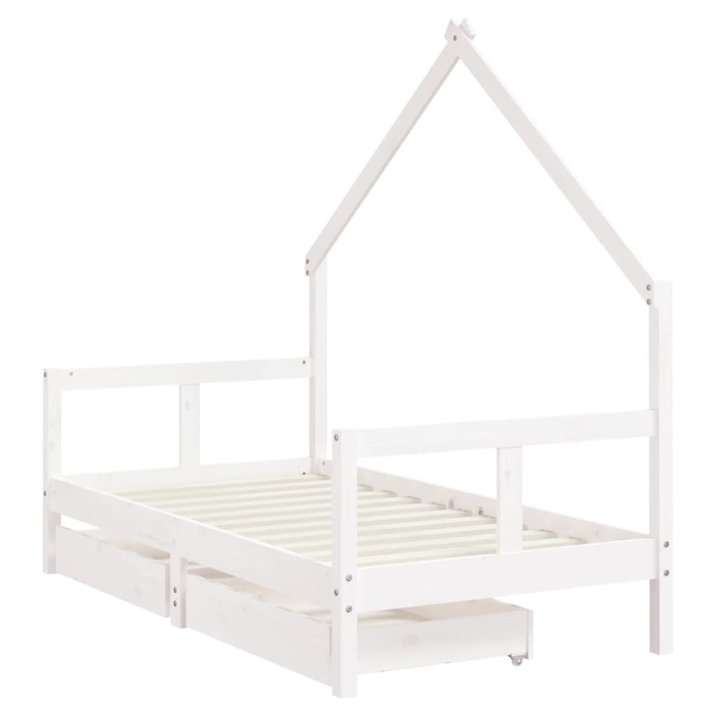 Kinderbett mit Schubladen Massivholz Kiefer 70x140 cm - 90x200 cm - Yekta