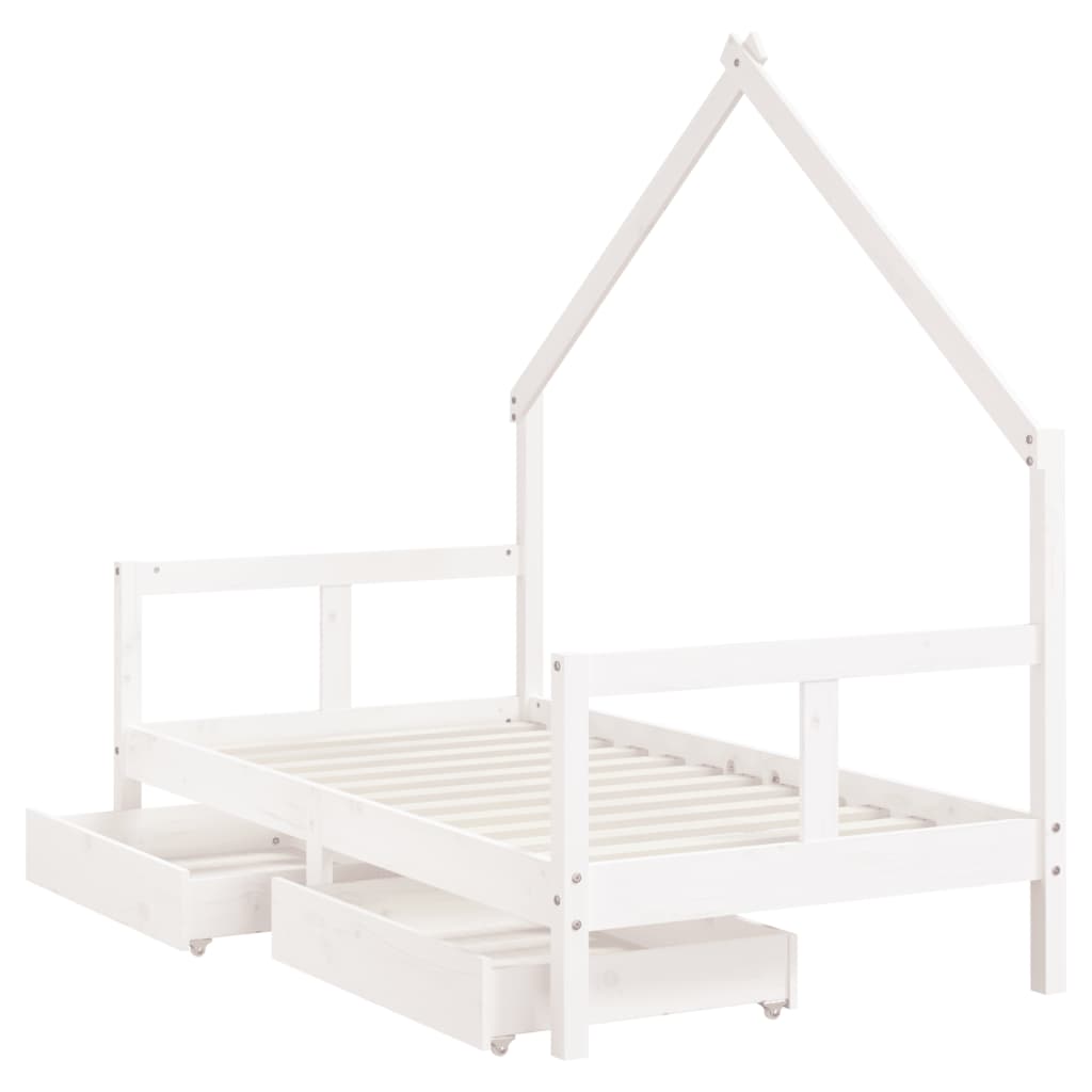 Kinderbett mit Schubladen Massivholz Kiefer 70x140 cm - 90x200 cm - Yekta