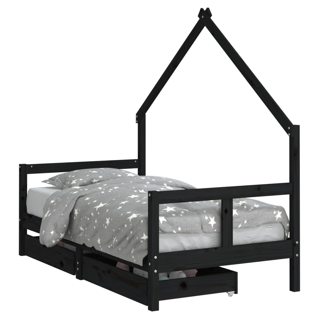 Kinderbett mit Schubladen Massivholz Kiefer 70x140 cm - 90x200 cm - Yekta