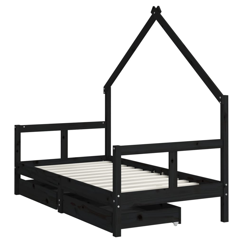 Kinderbett mit Schubladen Massivholz Kiefer 70x140 cm - 90x200 cm - Yekta