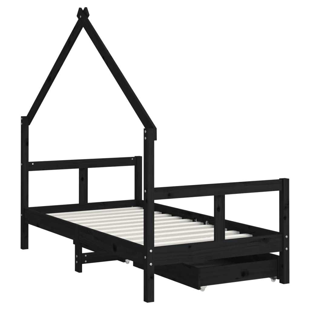 Kinderbett mit Schubladen Massivholz Kiefer 70x140 cm - 90x200 cm - Yekta