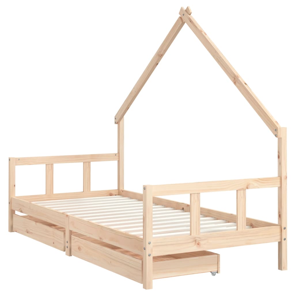Kinderbett mit Schubladen Massivholz Kiefer 70x140 cm - 90x200 cm - Yekta