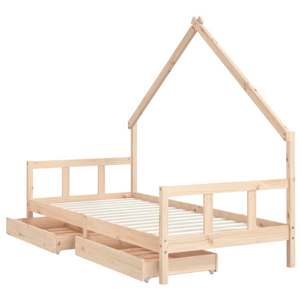 Kinderbett mit Schubladen Massivholz Kiefer 70x140 cm - 90x200 cm - Yekta
