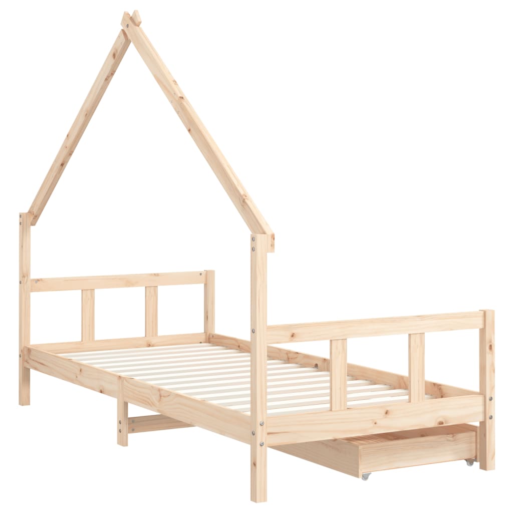 Kinderbett mit Schubladen Massivholz Kiefer 70x140 cm - 90x200 cm - Yekta
