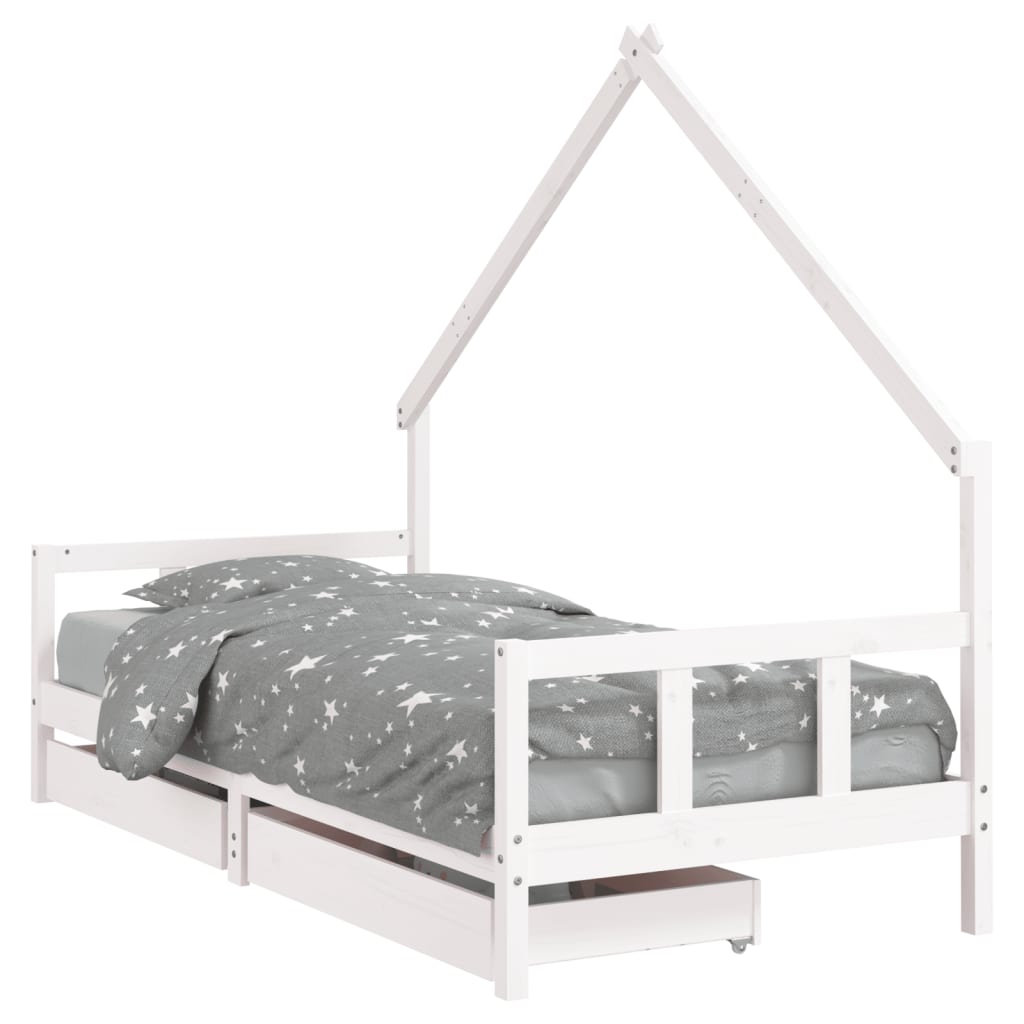 Kinderbett mit Schubladen Massivholz Kiefer 70x140 cm - 90x200 cm - Yekta
