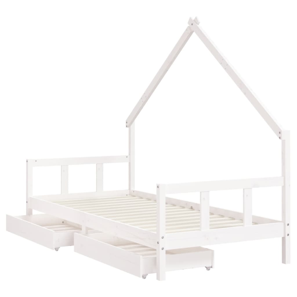 Kinderbett mit Schubladen Massivholz Kiefer 70x140 cm - 90x200 cm - Yekta
