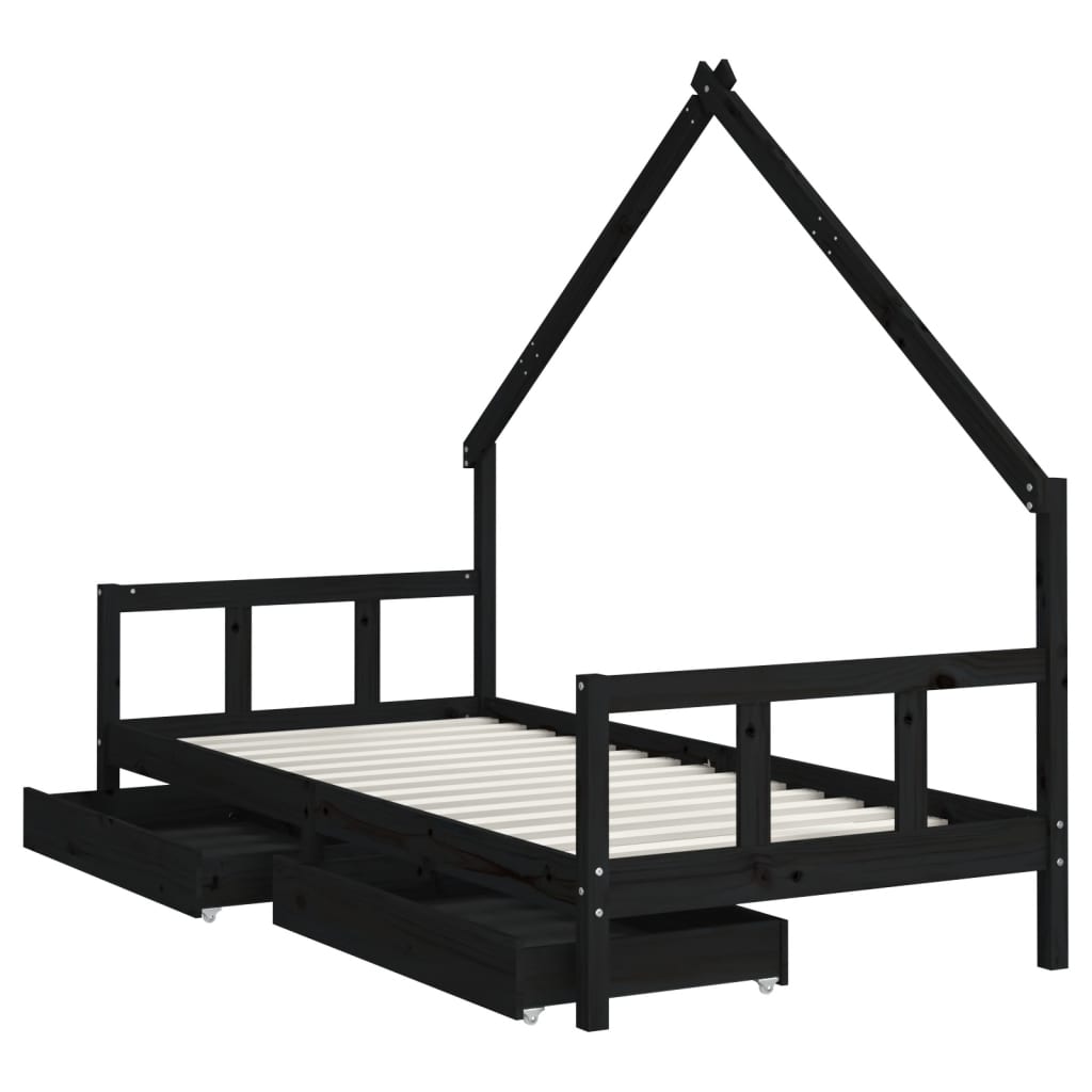 Kinderbett mit Schubladen Massivholz Kiefer 70x140 cm - 90x200 cm - Yekta