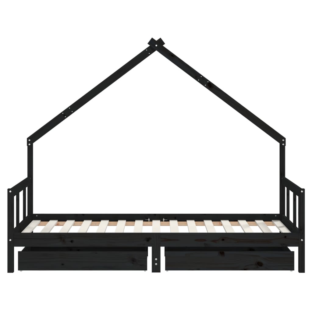 Kinderbett mit Schubladen Massivholz Kiefer 70x140 cm - 90x200 cm - Yekta