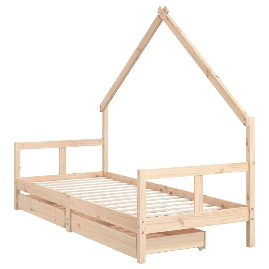 Kinderbett mit Schubladen Massivholz Kiefer 70x140 cm - 90x200 cm - Yekta