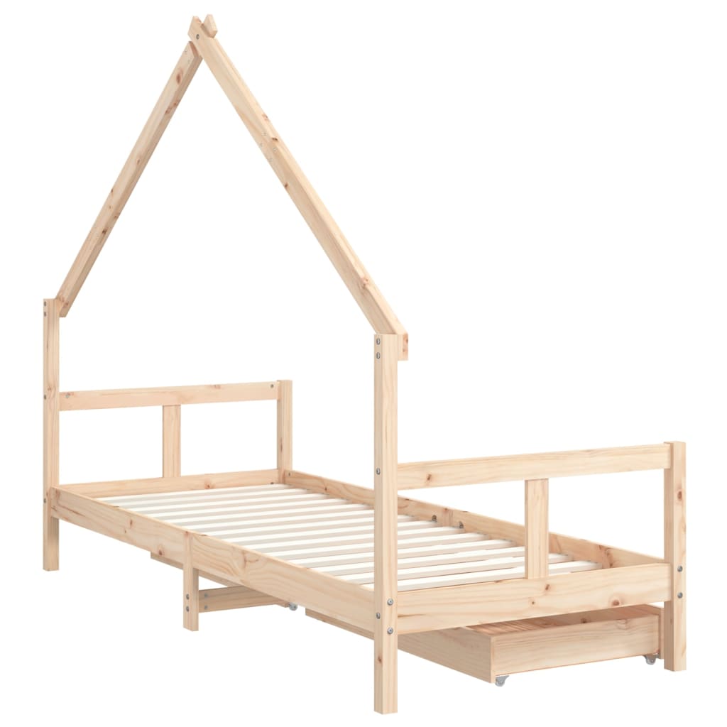 Kinderbett mit Schubladen Massivholz Kiefer 70x140 cm - 90x200 cm - Yekta