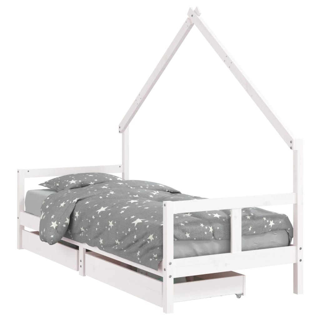 Kinderbett mit Schubladen Massivholz Kiefer 70x140 cm - 90x200 cm - Yekta