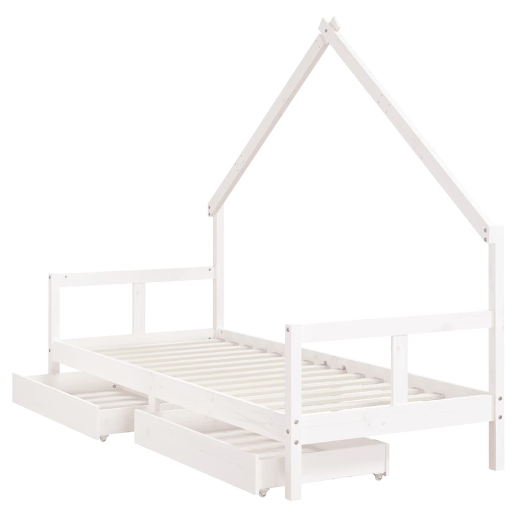 Kinderbett mit Schubladen Massivholz Kiefer 70x140 cm - 90x200 cm - Yekta