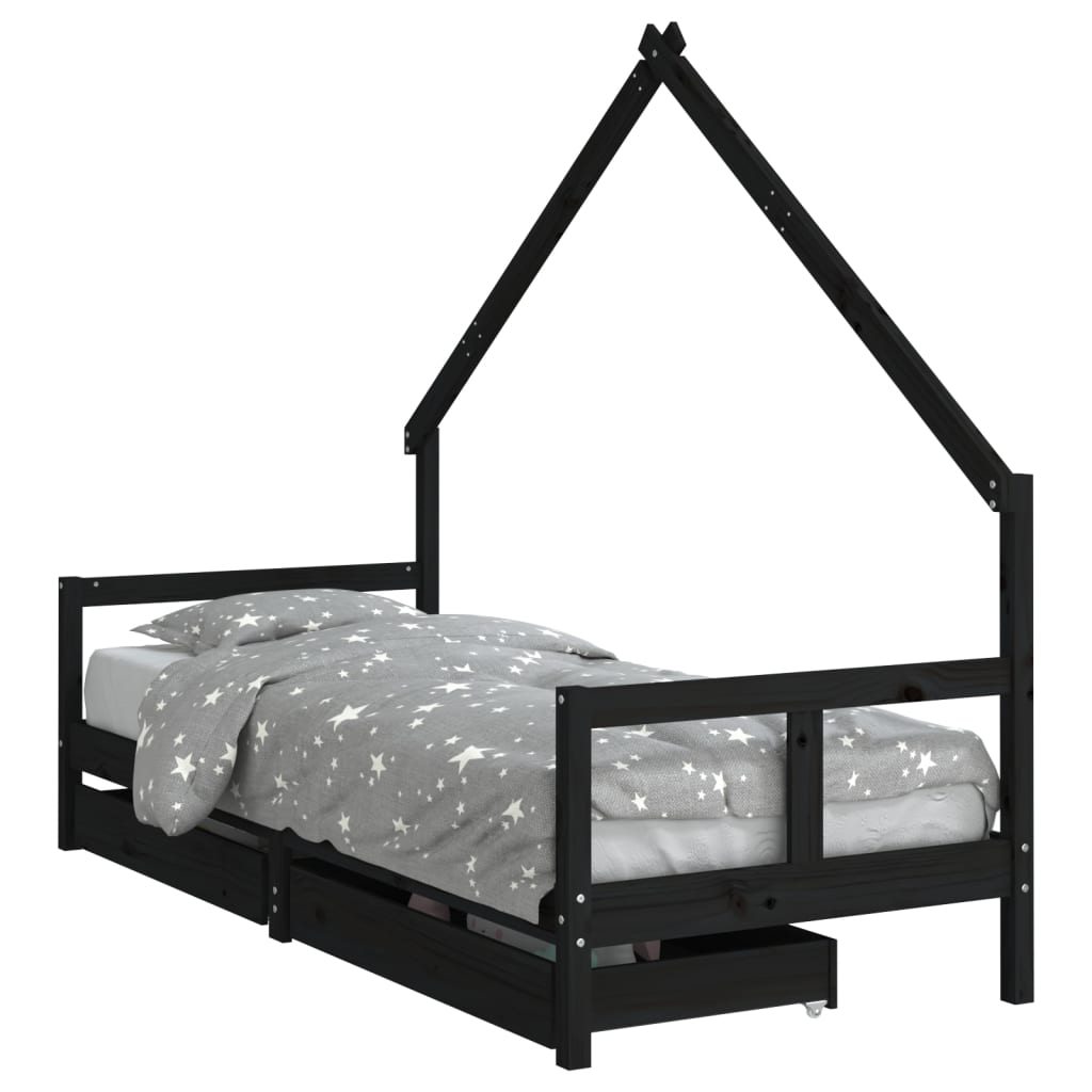 Kinderbett mit Schubladen Massivholz Kiefer 70x140 cm - 90x200 cm - Yekta