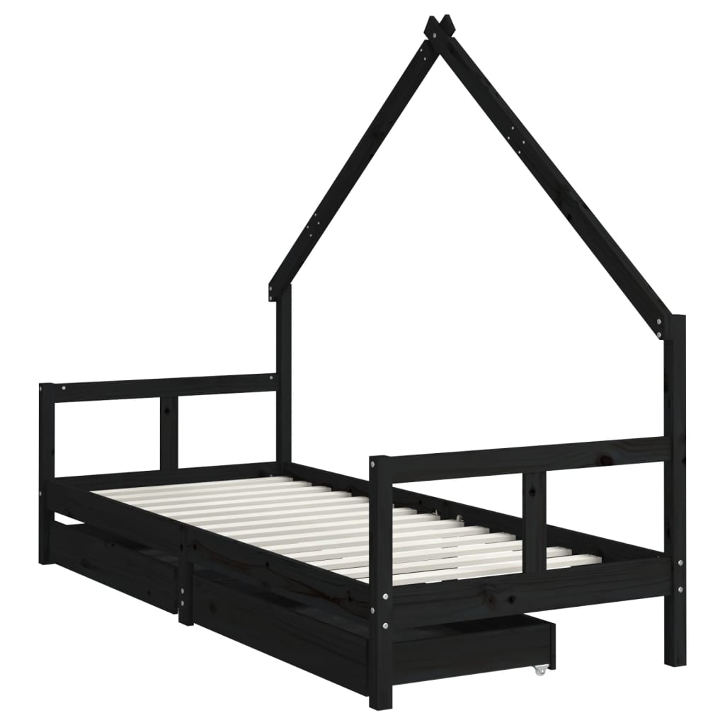 Kinderbett mit Schubladen Massivholz Kiefer 70x140 cm - 90x200 cm - Yekta