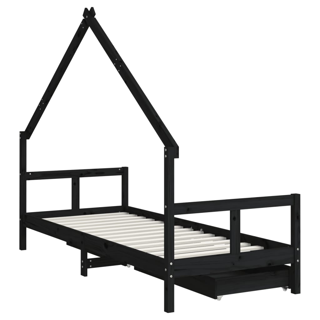 Kinderbett mit Schubladen Massivholz Kiefer 70x140 cm - 90x200 cm - Yekta