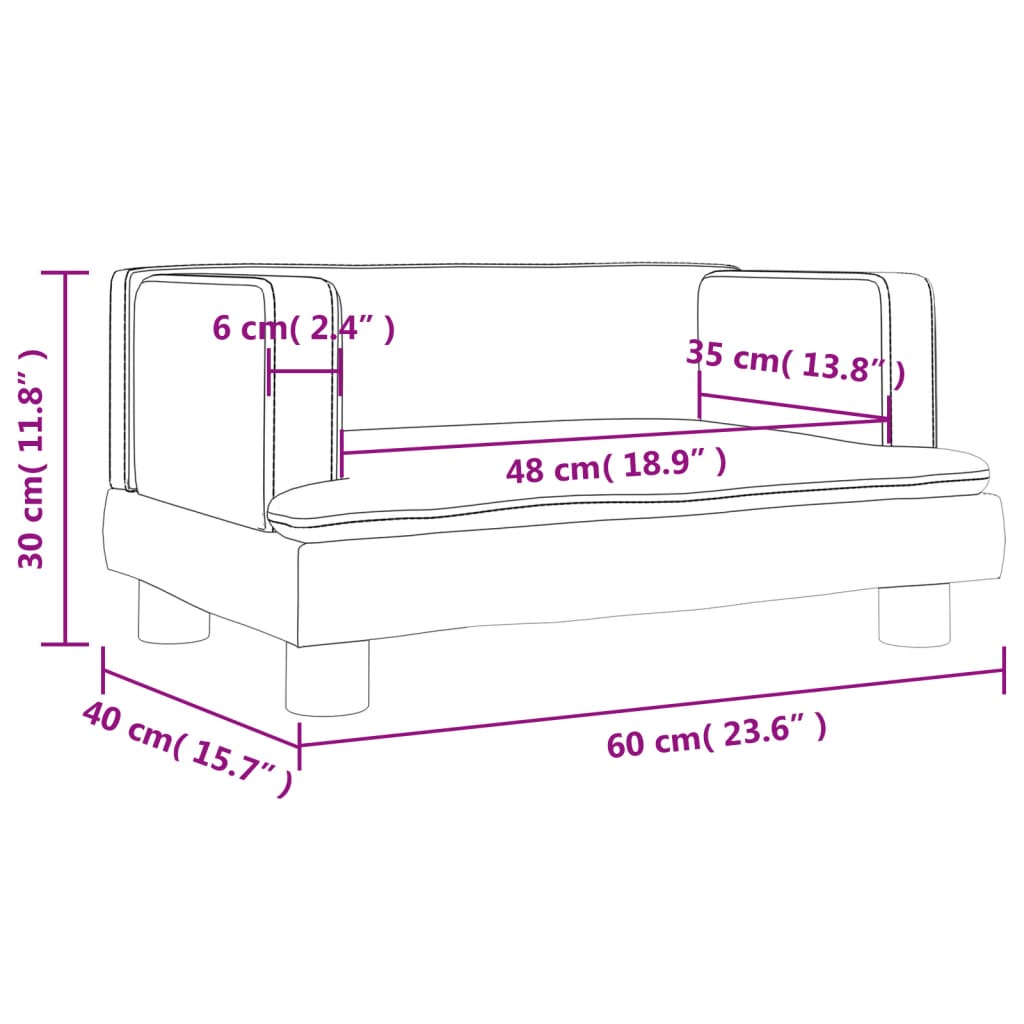 Kindersofa Kunstleder 60x40x30 cm und 80x45x30 cm - Yekta